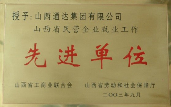 2003年9月集团荣获“省民营企业就业工作先进单位”荣誉称号
