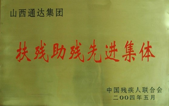 2004年5月集团荣获“扶残助残先进集体”荣誉称号