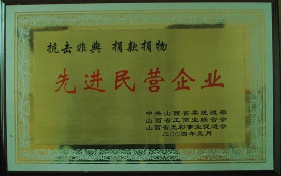 2004年1月集团荣获“抗击非典捐款捐物先进民营企业”荣誉称号